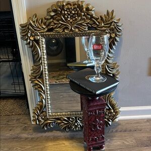Carved Pedestal Drink Table – Ralph Lauren Style with Black Top. “SALE!”